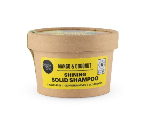 Твердый шампунь для блеска волос Манго & Кокос Organic Shop